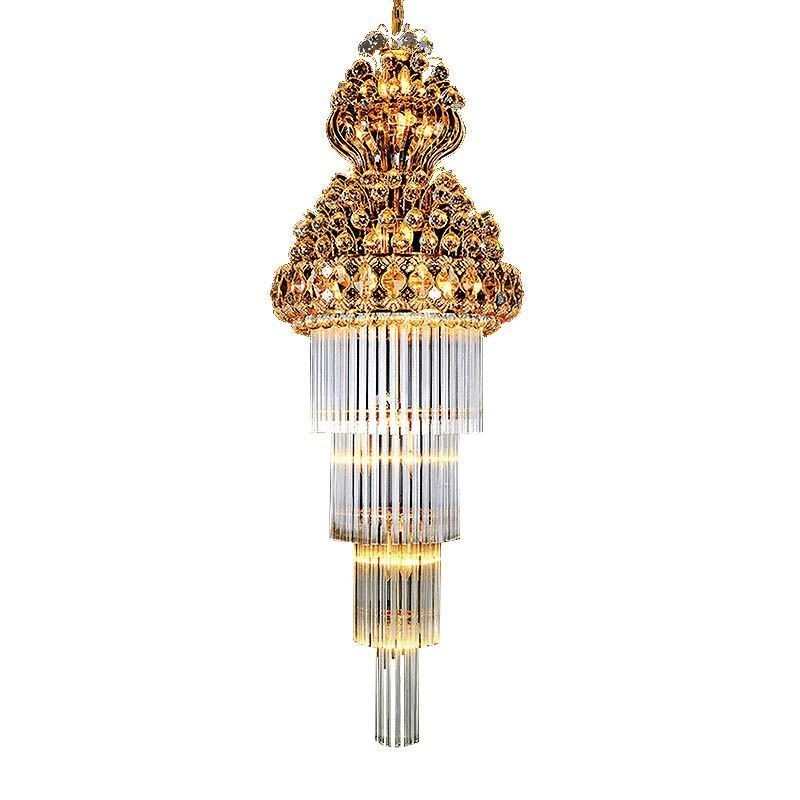Lampadario in cristallo stile impero retrò, pendente lungo
