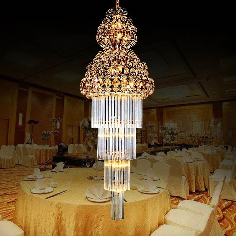 Lampadario in cristallo stile impero retrò, pendente lungo