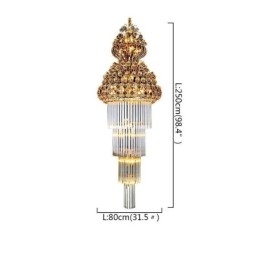 Lampadario in cristallo stile impero retrò, pendente lungo