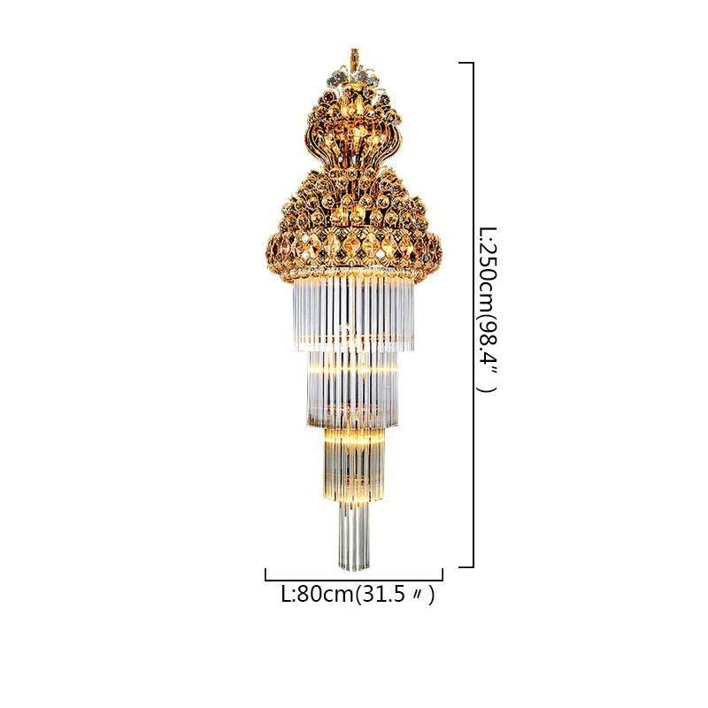 Lampadario in cristallo stile impero retrò, pendente lungo