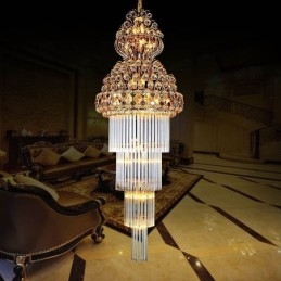 Lampadario in cristallo stile impero retrò, pendente lungo