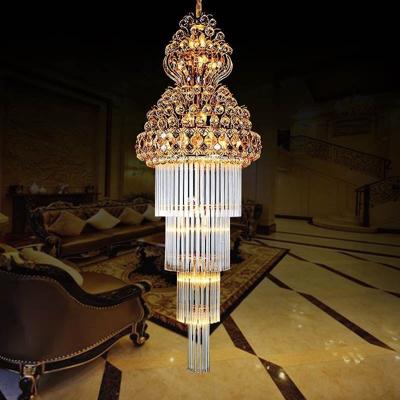 Lampadario in cristallo stile impero retrò, pendente lungo