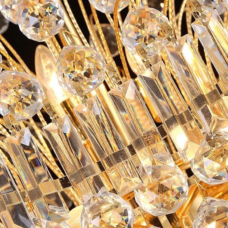 Lampadario a sospensione europeo stile impero in cristallo oro