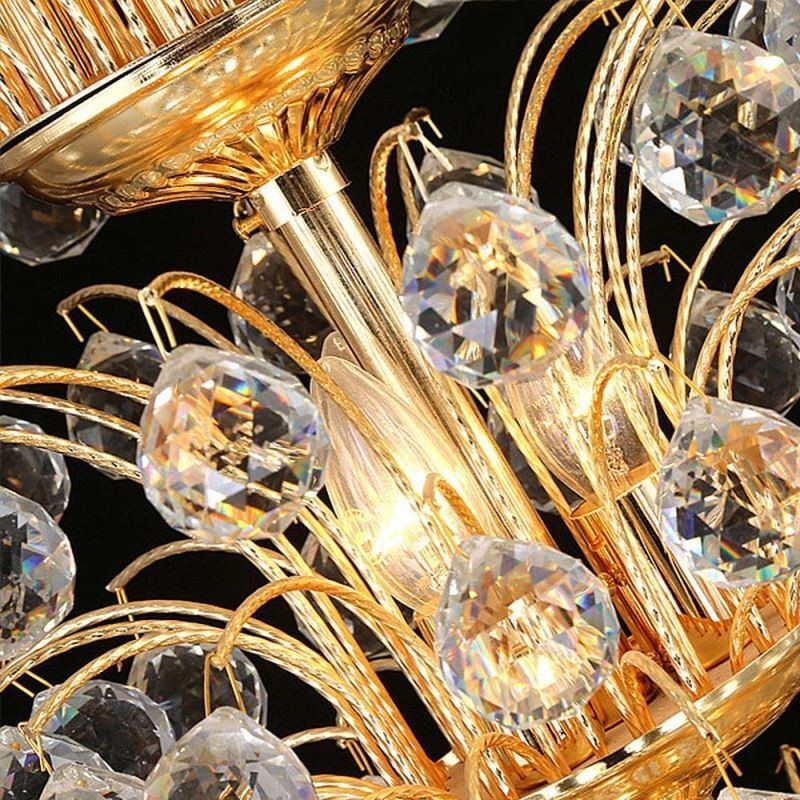 Lampadario a sospensione europeo stile impero in cristallo oro