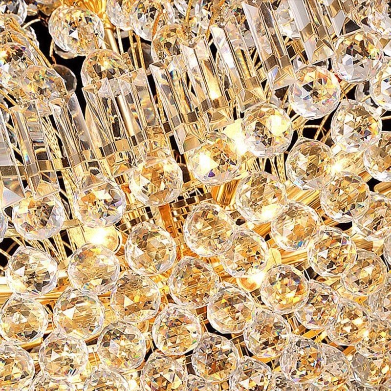 Lampadario a sospensione europeo stile impero in cristallo oro