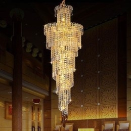 Lampadario a sospensione rotondo in cristallo europeo grande