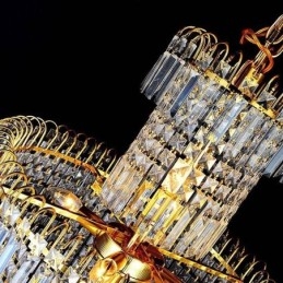 Lampadario a sospensione rotondo in cristallo europeo grande