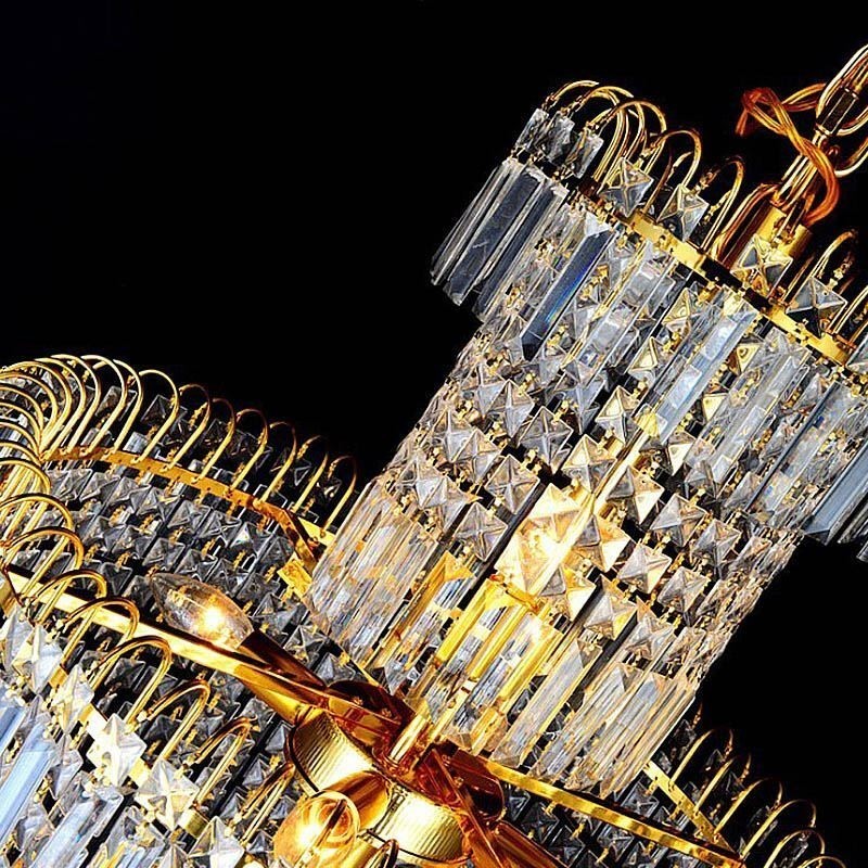 Lampadario a sospensione rotondo in cristallo europeo grande
