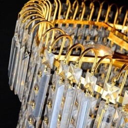 Lampadario a sospensione rotondo in cristallo europeo grande