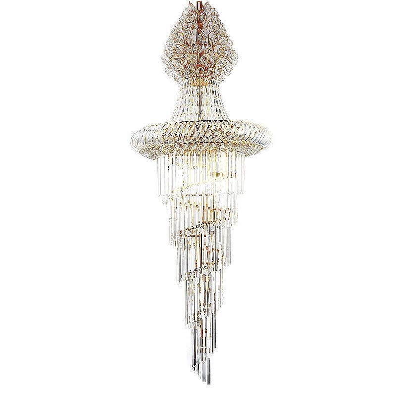 Lampadario a sospensione in cristallo moderno, lungo, per scala duplex