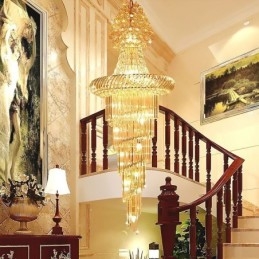 Lampadario a sospensione in cristallo moderno, lungo, per scala duplex