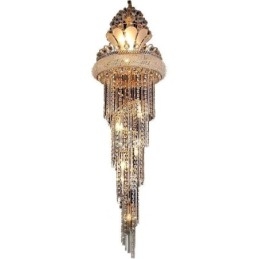 Lampadario a sospensione moderno semplice in cristallo, lungo, duplex, per scala