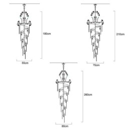 Lampadario a sospensione moderno semplice in cristallo, lungo, duplex, per scala