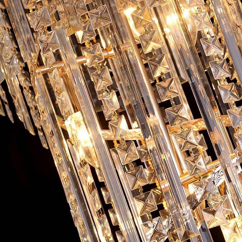 Lampadario a sospensione moderno semplice in cristallo, lungo, duplex, per scala