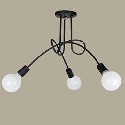 Lampada a sospensione moderna in metallo nero 3 lampadine E26/E27