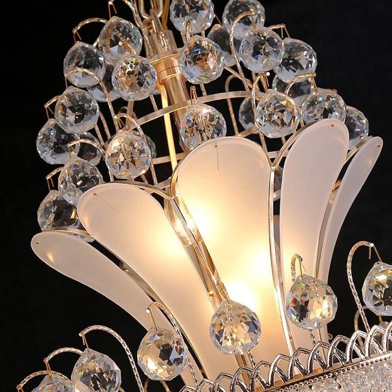 Lampadario a sospensione moderno semplice in cristallo, lungo, duplex, per scala