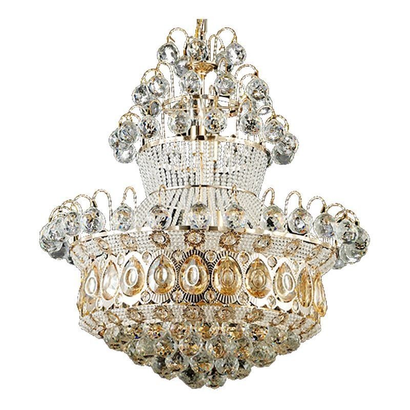 Lampadario a sospensione moderno stile impero dorato con cristalli