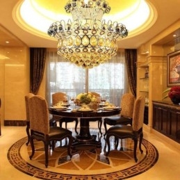 Lampadario a sospensione moderno stile impero dorato con cristalli
