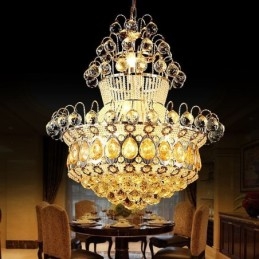 Lampadario a sospensione moderno stile impero dorato con cristalli
