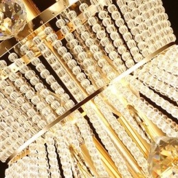 Lampadario a sospensione moderno stile impero dorato con cristalli