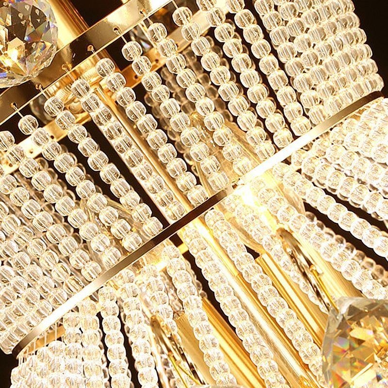 Lampadario a sospensione moderno stile impero dorato con cristalli