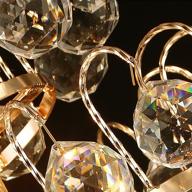Lampadario a sospensione moderno stile impero dorato con cristalli