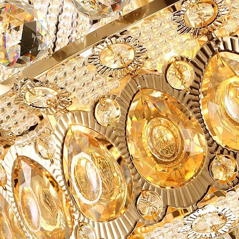 Lampadario a sospensione moderno stile impero dorato con cristalli