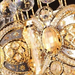 Lampadario a sospensione in cristallo color oro