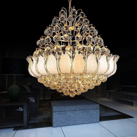 Lampadario a sospensione in cristallo oro Lotus