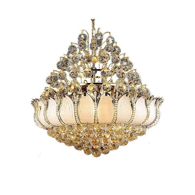 Lampadario a sospensione in cristallo oro Lotus
