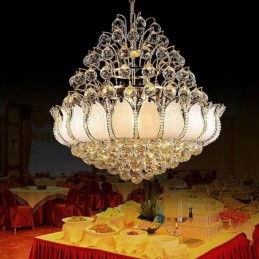 Lampadario a sospensione in cristallo oro Lotus