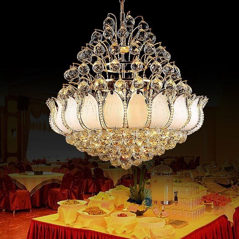 Lampadario a sospensione in cristallo oro Lotus