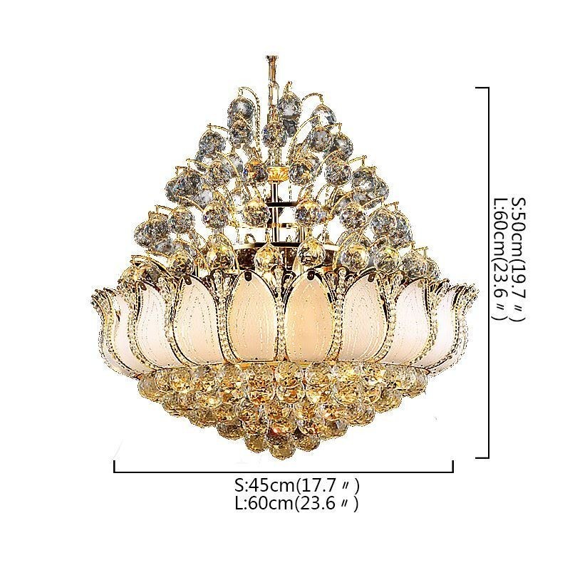 Lampadario a sospensione in cristallo oro Lotus