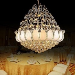 Lampadario a sospensione in cristallo oro Lotus