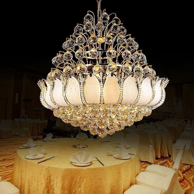 Lampadario a sospensione in cristallo oro Lotus