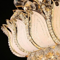 Lampadario a sospensione in cristallo oro Lotus