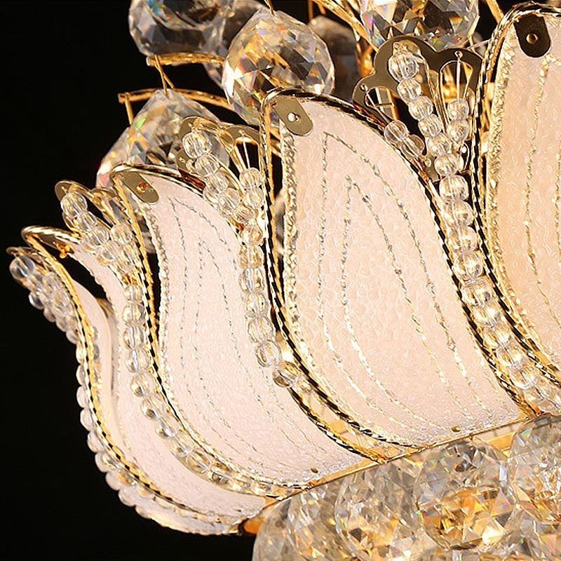 Lampadario a sospensione in cristallo oro Lotus