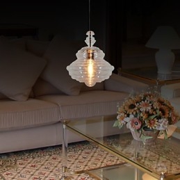 Lampadario a sospensione moderno contemporaneo 1 luce in vetro e metallo
