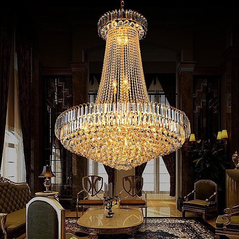 Lampadario a sospensione in cristallo europeo duplex per scala