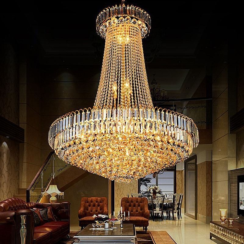Lampadario a sospensione in cristallo europeo duplex per scala