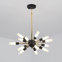 Lampadario a LED rotondo nordico creativo nero e dorato 70x95 cm