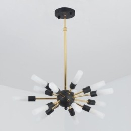 Lampadario a LED rotondo nordico creativo nero e dorato 70x95 cm