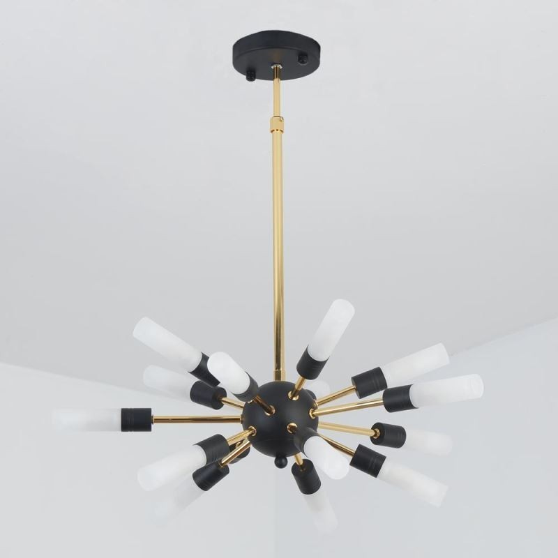 Lampadario a LED rotondo nordico creativo nero e dorato 70x95 cm