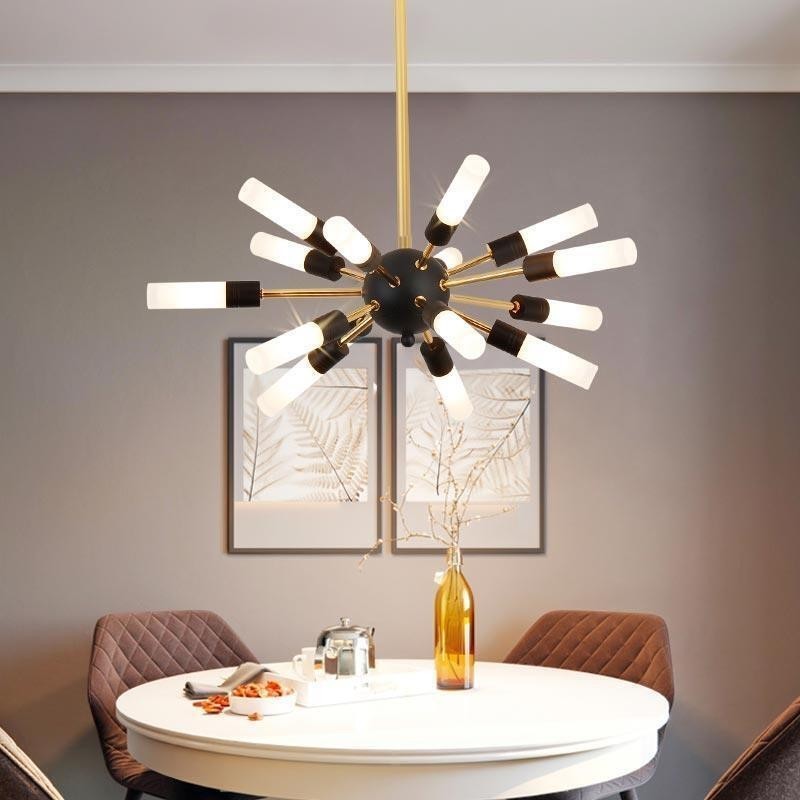Lampadario a LED rotondo nordico creativo nero e dorato 70x95 cm