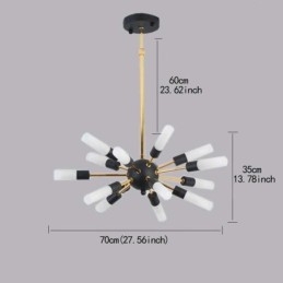 Lampadario a LED rotondo nordico creativo nero e dorato 70x95 cm