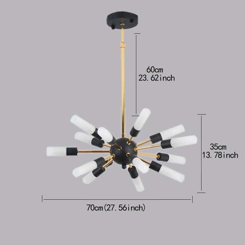 Lampadario a LED rotondo nordico creativo nero e dorato 70x95 cm