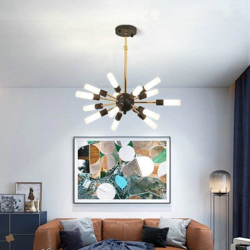 Lampadario a LED rotondo nordico creativo nero e dorato 70x95 cm