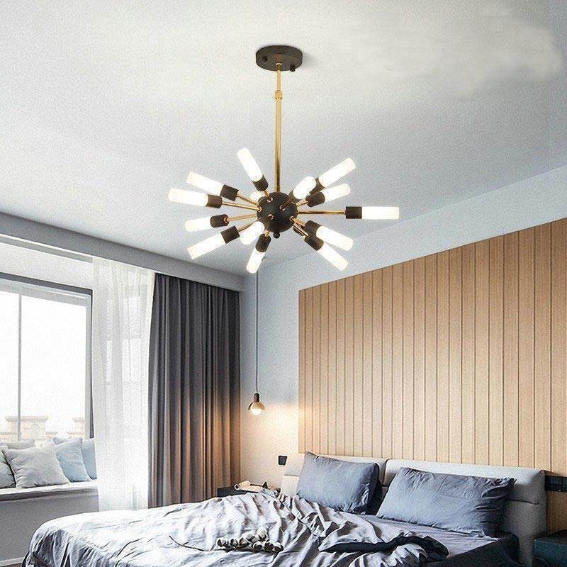 Lampadario a LED rotondo nordico creativo nero e dorato 70x95 cm