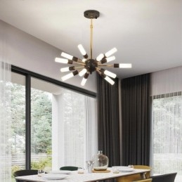 Lampadario a LED rotondo nordico creativo nero e dorato 70x95 cm