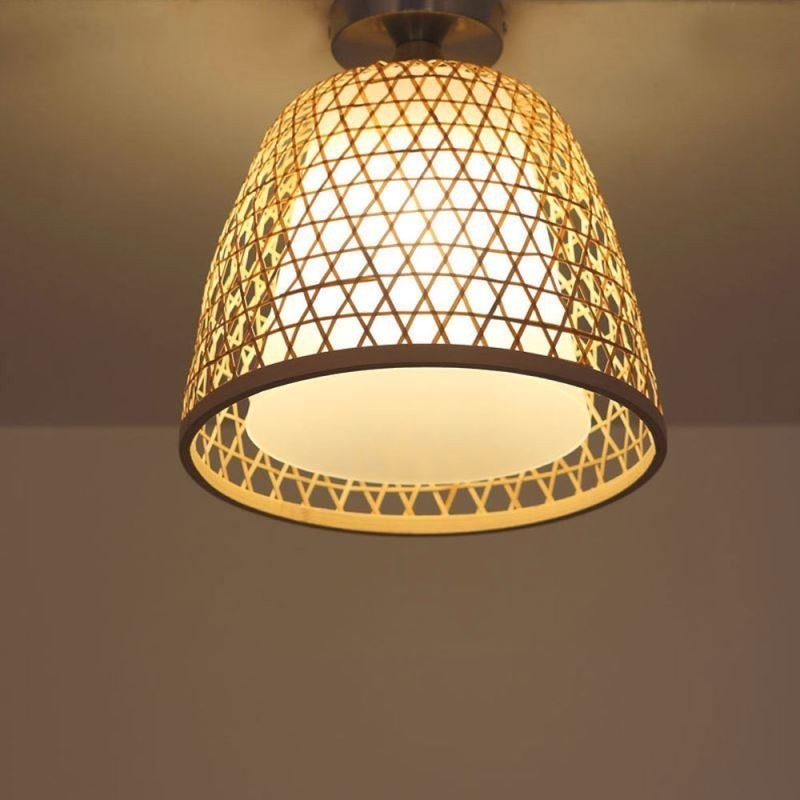 Lampada da soffitto rotonda semi-incasso in bambù